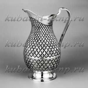 Серебряный кувшин с капельками черни, 1,45л - кв096