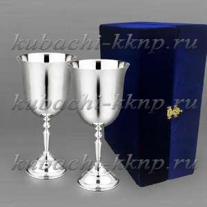 Набор серебряных глянцевых фужеров для вина - ф138-2