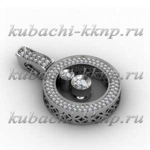 Кулон из белого золота с россыпью фианитов - Yuv - П - 1004