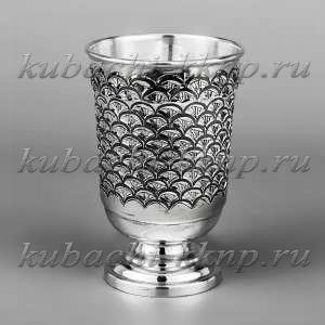 Стакан из серебра с чешуйчатым рисунком - ст043