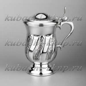 Серебряная кружка с крышкой - кр063 Серебряная кружка с крышкой - кр063