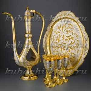 Серебряный сервиз для коньяка  «Сердечный» - вн009