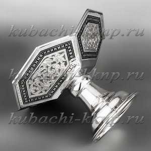 Оригинальная серебряная конфетница с чернением - кф086
