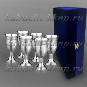 Набор из шести оригинальных серебряных рюмок под старину 