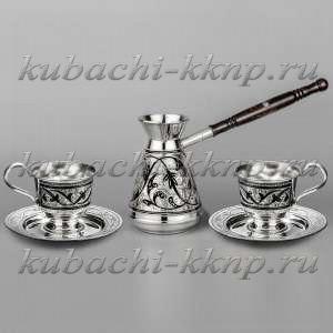 Серебряный кофейный набор с двумя чашками, 250 мл и 115 мл - нкф04