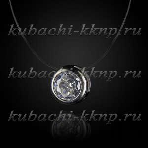 Серебряное колье-невидимка на леске 