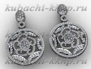 Крупные серьги из белого золота - 00007e