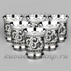Набор серебряных стаканов с чернением - ст32-6