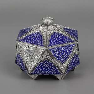 Серебряная шкатулка с эмалью - шк09