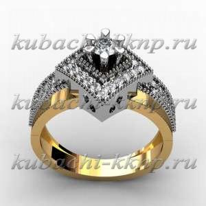 Золотое кольцо с фианитами 