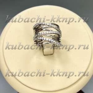 Фианит - Геометрическое женское кольцо из серебра 925 пробы Атланта с фианитами