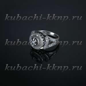 Кольцо кубачи с фианитами 