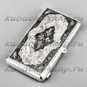 Серебряный портсигар в подарок  - пдс019