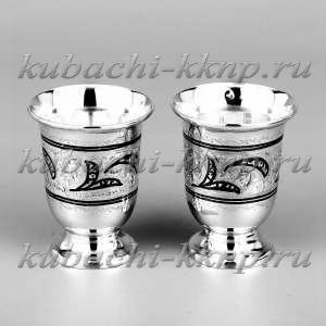 Набор серебряных стопок с кубачинским орнаментом «Двойка», 37 мл - стп0006-2