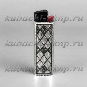 Серебряный футляр для зажигалки с чернением - ЗАЖ030