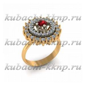 Кольцо из золота с фианитами под гранат - 00109r