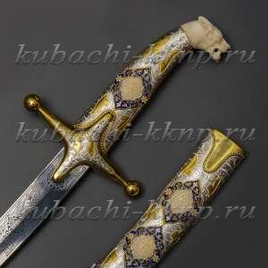 Серебряная сабля с позолотой, эмалью и филигранью - с02