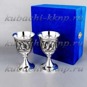Набор серебряных бокалов с чернением «Кубачи», 245 мл - бк032-2