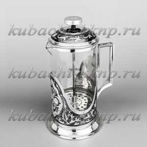 Серебряный чайник френч пресс - чн017м