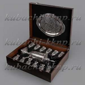 Серебряный сервиз для воды, сока или вина со стаканами 