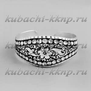Серебряный браслет Кубачи лазерной гравировкой - БР47 Серебряный браслет Кубачи лазерной гравировкой - БР47