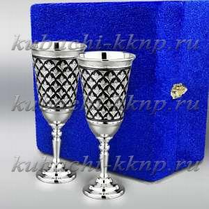 Набор из двух изящных рюмок с чернением - бк027-2