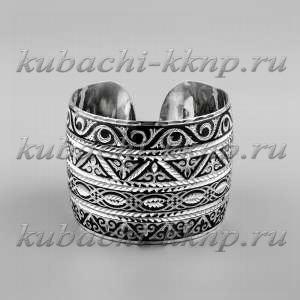 Серебряный широкий браслет Кубачи - БР142 Серебряный широкий браслет Кубачи - БР142