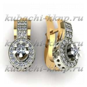 Серьги из золота 585 пробы с фианитами - 00048-1e