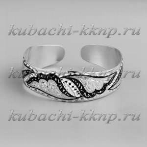 Серебряный браслет Кубачи на женскую руку с чернением - БР180