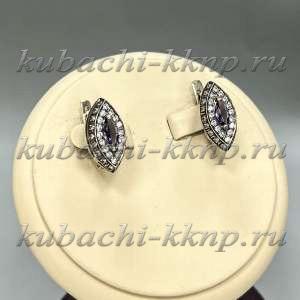 Серебряные женские серьги Лодочка с фианитами - Ag-с127