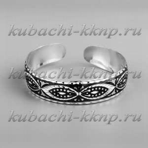 Серебряный узкий  браслет Кубачи для нежных рук - БР140 Серебряный узкий  браслет Кубачи для нежных рук - БР140
