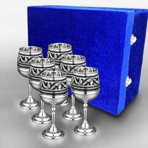 Набор из шести серебряных бокалов 
