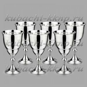 Набор из шести бокалов для вина из чистого серебра - ф141-6