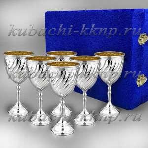 Набор из шести больших серебряных фужеров 