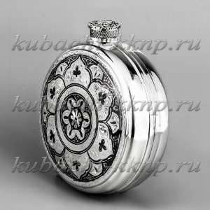 Фляга из серебра «Морская» - фл031