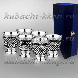 Набор  из шести серебряных стопок на 50 мл  Набор  из шести серебряных стопок на 50 мл