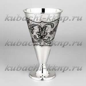 Серебряная салфетница с этно орнаментом