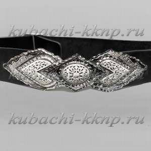 Классический кавказский ремень с серебряными вставками - рм40