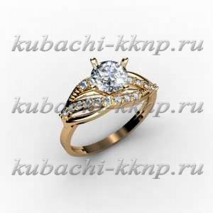 Женское золотое кольцо с крупным фианитом - 00039r Женское золотое кольцо с крупным фианитом - 00039r