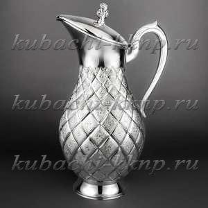Серебряный кувшин для воды с откидной крышкой 