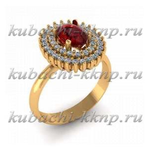 Кольцо из золота с двумя рядами фианитов - 00099r Кольцо из золота с двумя рядами фианитов - 00099r