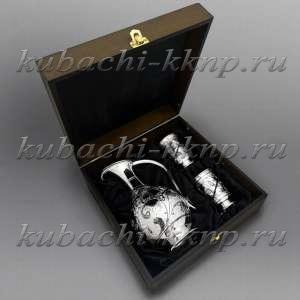 Серебряный кувшин со стаканами для воды или вина - ндв091