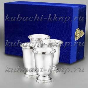 Набор из четырех глянцевых  серебряных стопок - стп042-4 Набор из четырех глянцевых  серебряных стопок - стп042-4