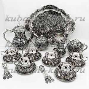 Чайный сервиз из серебра на 6 персон  - чср0026 Чайный сервиз из серебра на 6 персон  - чср0026