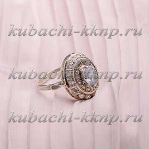 Серебряное кольцо с натуральным топазом и фианитами 