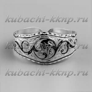 Серебряный браслет Кубачи с тонким орнаментом - БР113 Серебряный браслет Кубачи с тонким орнаментом - БР113