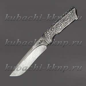 Нож с серебряной ручкой гравировкой и чеканкой - нж03