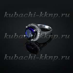 Кольцо из серебра 925 пробы кубачи с сапфиром корунд - к253
