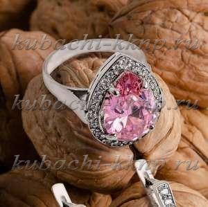 Кольцо с розовым камнем - Ag-к76р