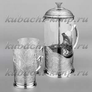 Чайный серебряный набор на две персоны 